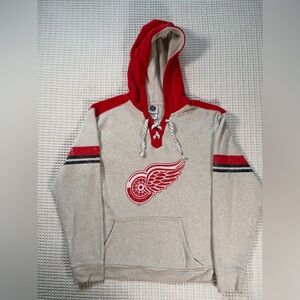 NHL Detroit Red Wings Gray Hoodie Mens Size L